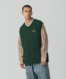 XLarge Cable Knit Vest - Green