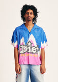 Diet Starts Monday Knievel Button Up Shirt - Blue/Pink