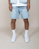 EPTM Double Knee Denim Shorts - Light Indigo