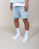 EPTM Double Knee Denim Shorts - Light Indigo