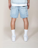 EPTM Double Knee Denim Shorts - Light Indigo