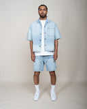 EPTM Double Knee Denim Shorts - Light Indigo