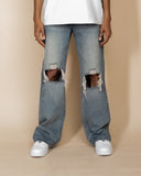 EPTM Distressed Baggy Jeans - Denim Blue