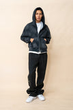 EPTM Sun Faded Cropped Zip up Hoodie - Black