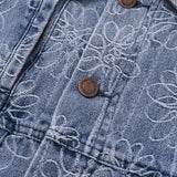 Honor the Gift Flower Jacquard Jacket D-Holiday Floral Denim Jacket - Light Indigo