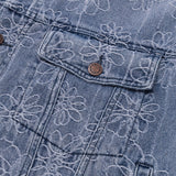 Honor the Gift Flower Jacquard Jacket D-Holiday Floral Denim Jacket - Light Indigo