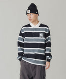 XLarge Emblem Striped Rugby Shirt - Black