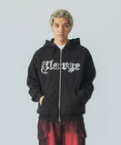 XLarge Patched Logo Zip up Hoodie Sweatshirt - Black