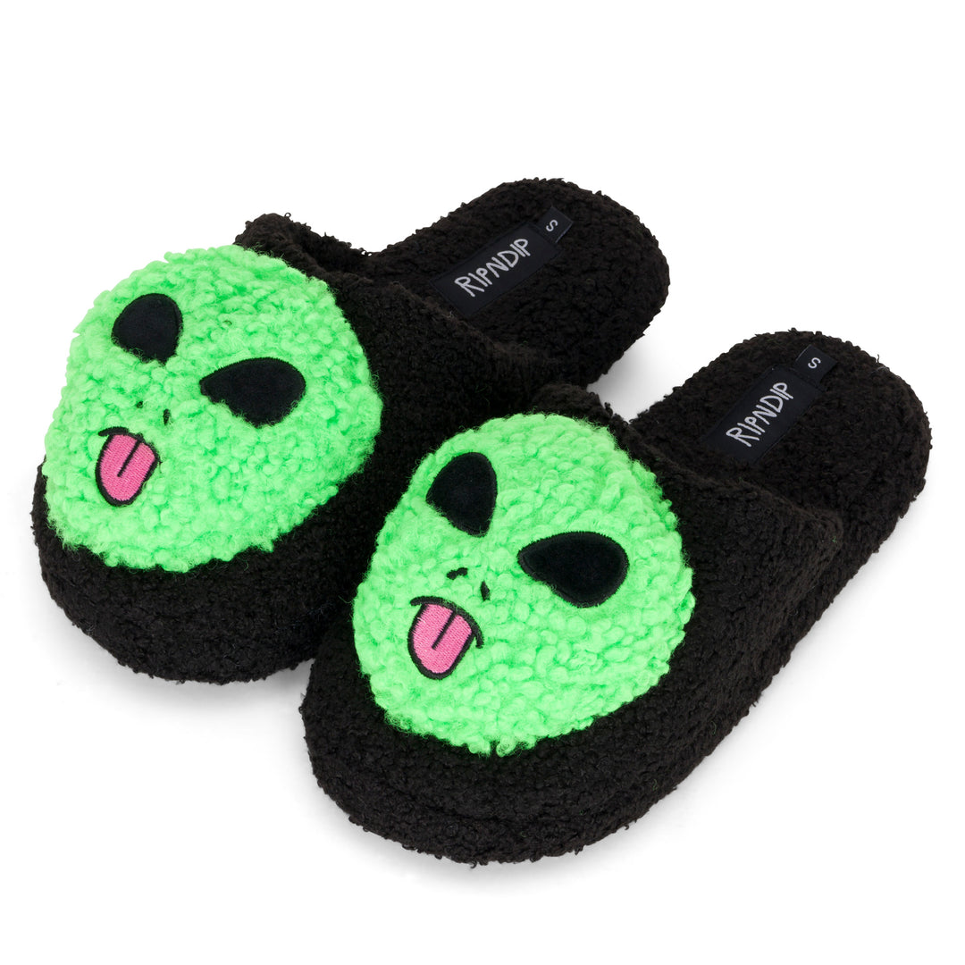 RIP N DIP Lord Alien Plush Face House Slippers Black Urbn Lot